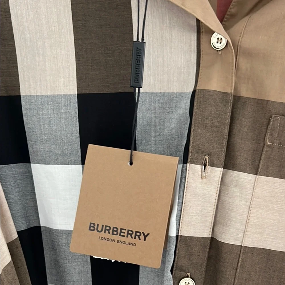 Burberry Women's Plaid Dress - Brown and Black - Picture 4 of 13